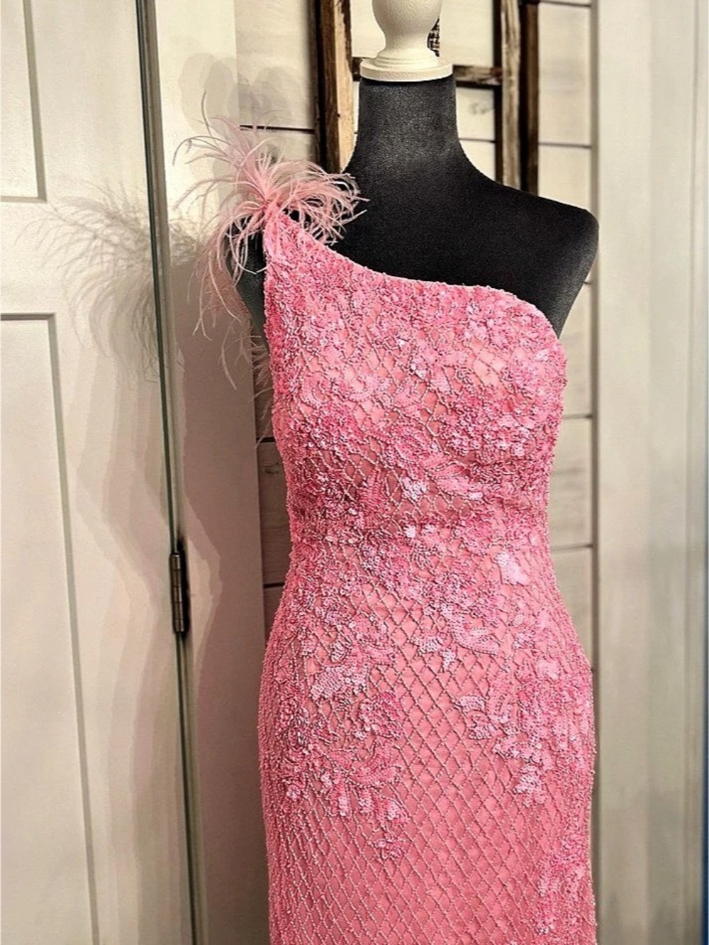ASHLEYlauren Style:4612 Candy Pink One-Shoulder Mini Dress NWT